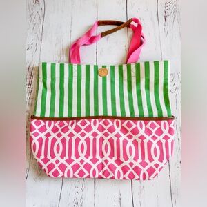 Mud Pie Pink and Green Diaper Bag Tote